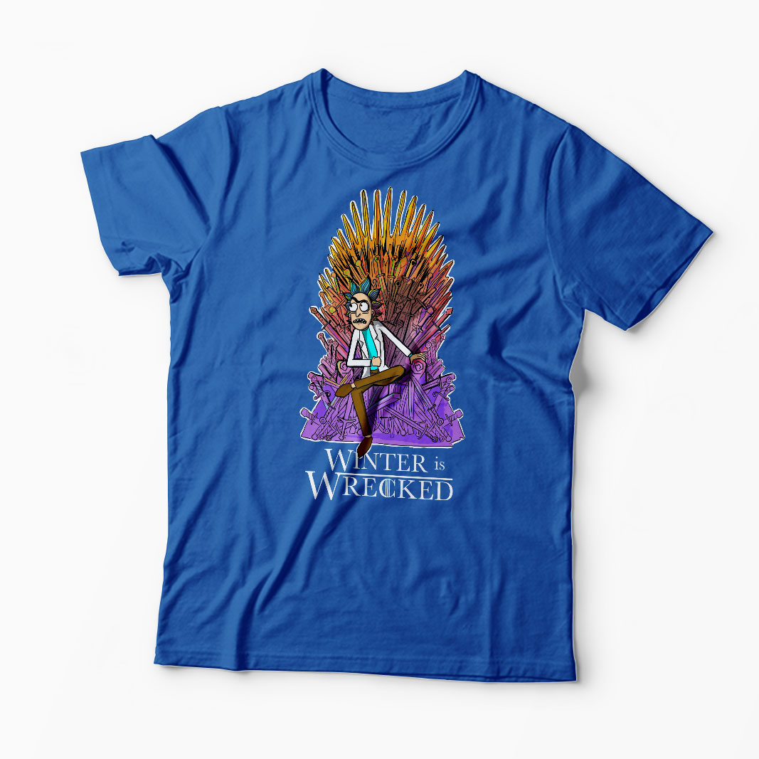 Tricou Rick Sanchez Winter is Wrecked - Bărbați-Albastru Regal